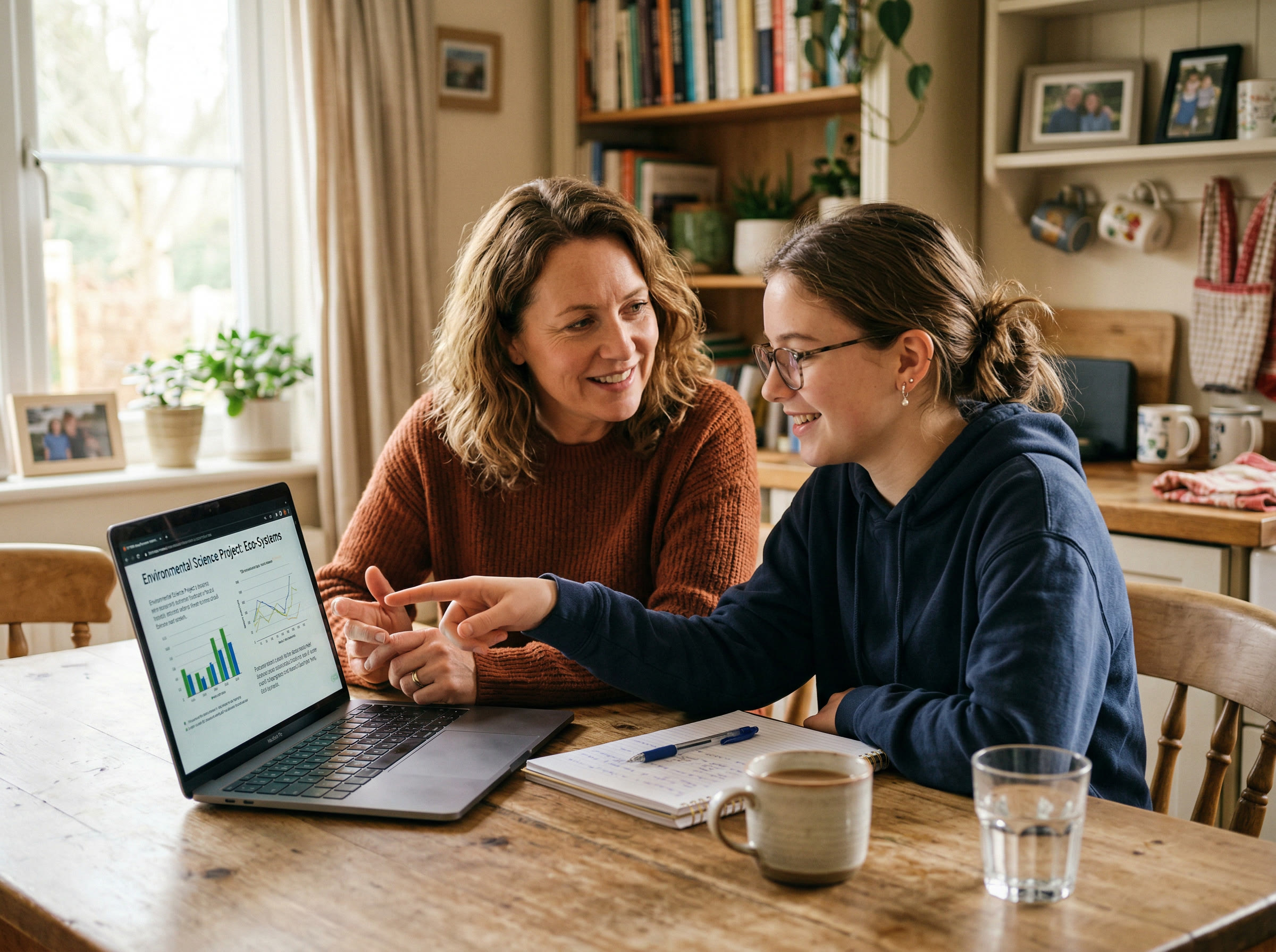 Parent and student discussing prep