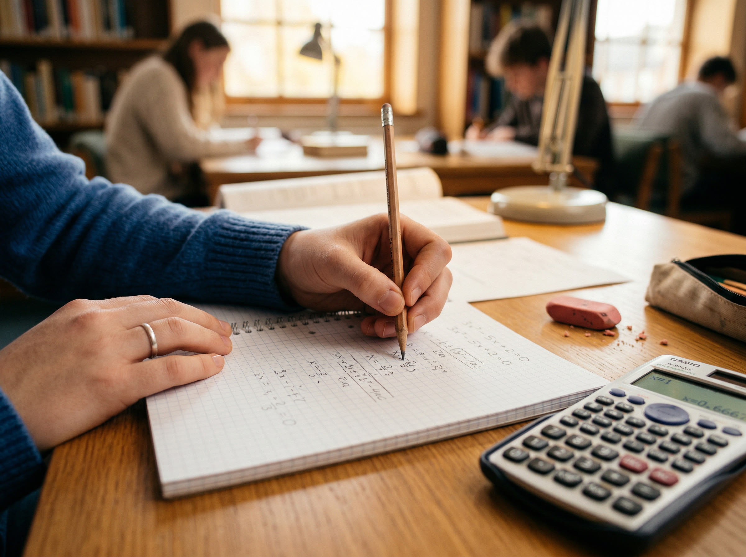Student working on math problems